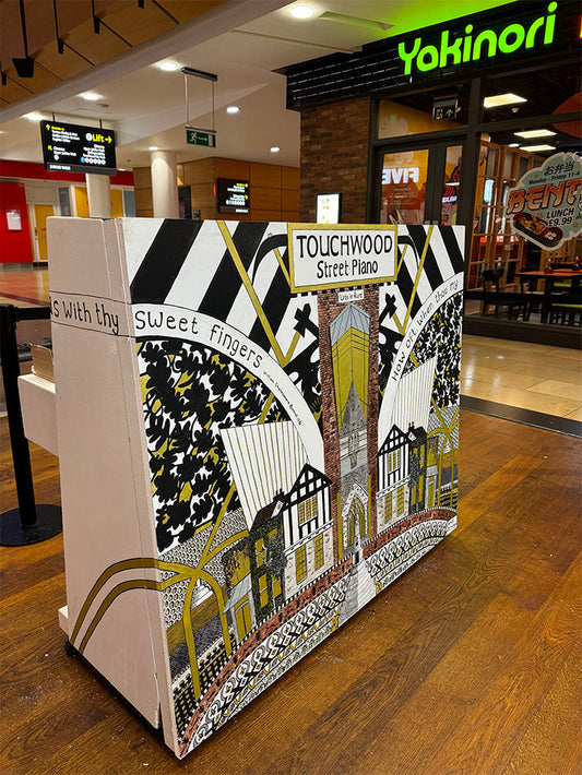 Artist Jenniemyma commissioned to create historical mural for Touchwood Shopping Centre new street piano